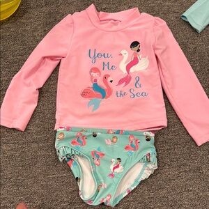 CARTERS 3T Kids Pink and Blue Mermaid Swim Set